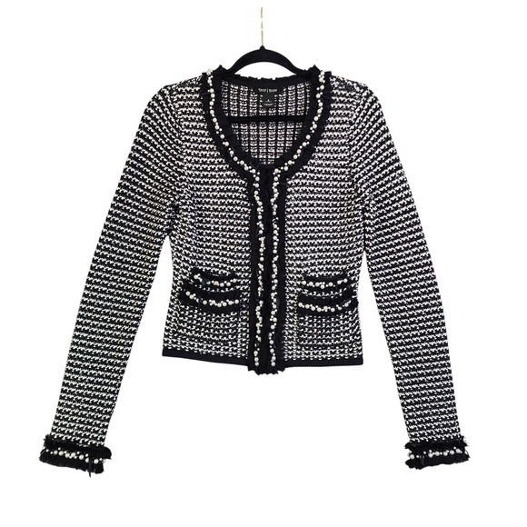 White House Black Market Womens Pearl Tweed Knit Cardigan Jacket Size Small - Picture 2 of 12